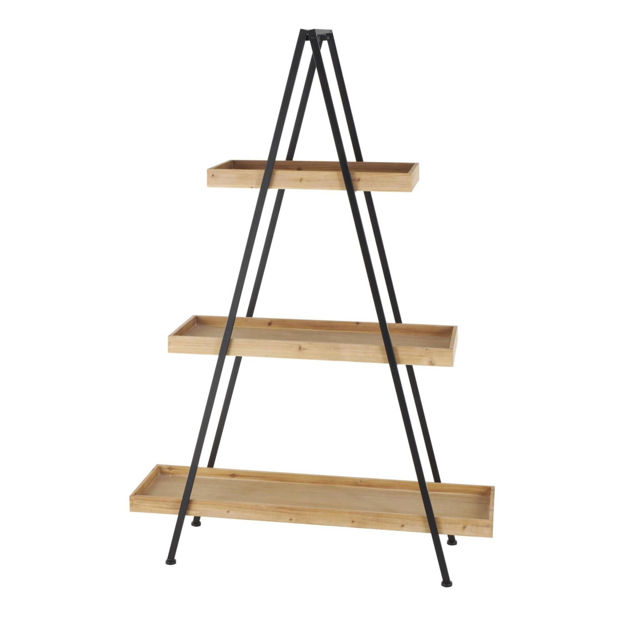 42" x 60" Black Metal 3 Shelf Storage Shelving Unit with Triangle Frame